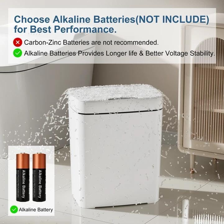 Vanpopubs 2 Pack 2.7 Gal Bathroom Trash Can with Lid, Automatic Trash Can Small Smart Garbage Can Touchless, Slim Motion Sensor Waterproof Plastic Trash Bins for Bedroom Office Kitchen Toilet - Image 4